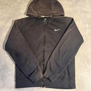 Distressed Vintage Y2K Nike‎ black hoodie with white swoosh Size Small